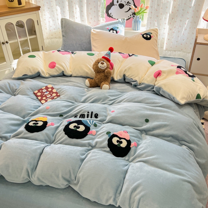 91家纺网 家纺一手货源 找家纺 眠博士 2025新款牛奶绒毛巾绣四件套 牛奶绒毛巾绣-闹闹