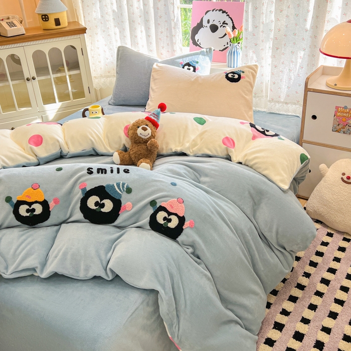 91家纺网 家纺一手货源 找家纺 眠博士 2025新款牛奶绒毛巾绣四件套 牛奶绒毛巾绣-闹闹