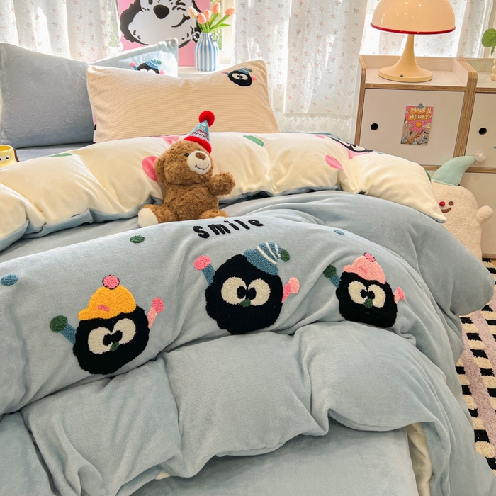 91家纺网 家纺一手货源 找家纺 眠博士 2025新款牛奶绒毛巾绣四件套 牛奶绒毛巾绣-闹闹