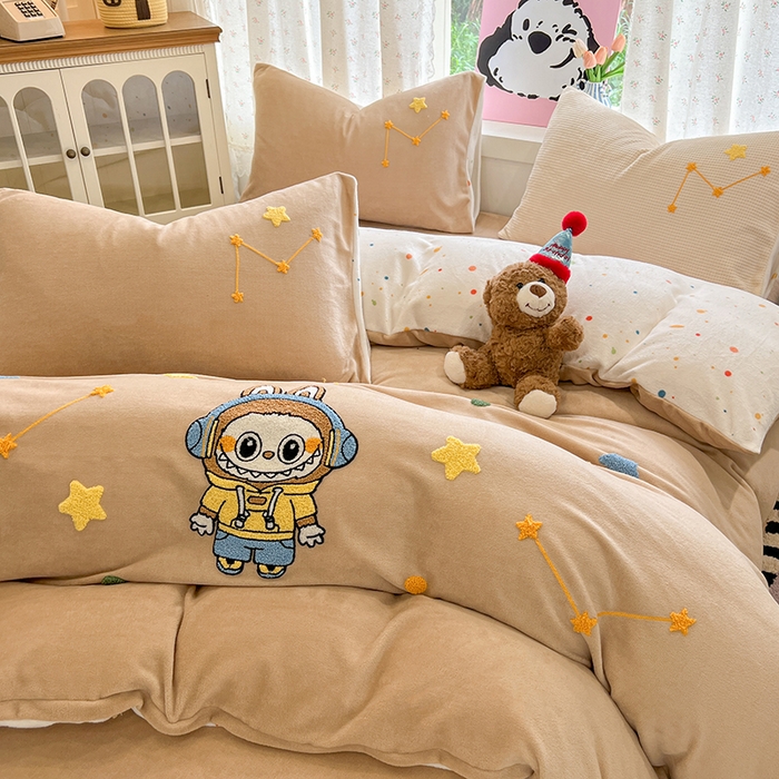 眠博士 2025新款牛奶绒毛巾绣四件套 牛奶绒毛巾绣-布布