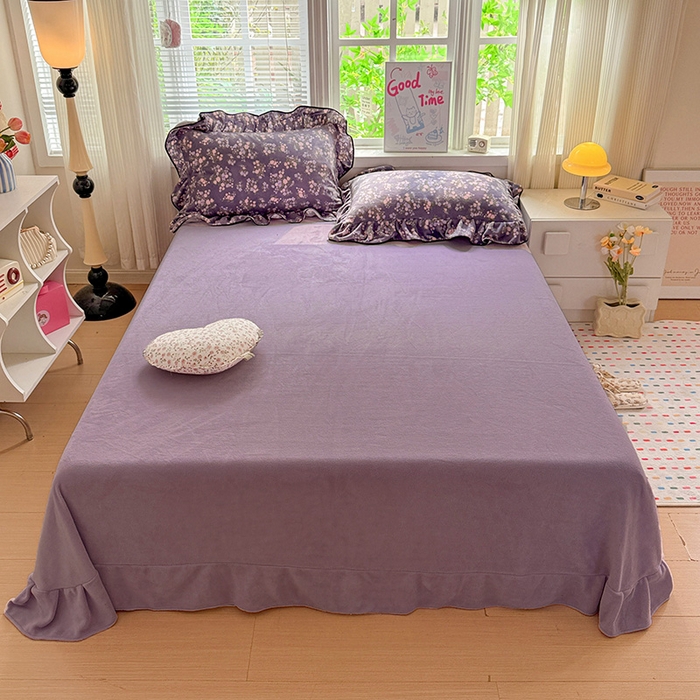 91家纺网 家纺一手货源 找家纺 （总）梦莱斯 2025新款加厚保暖双面牛奶绒四件套-黑色花边款