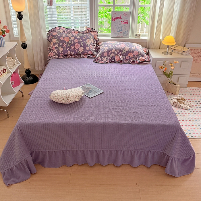 91家纺网 家纺一手货源 找家纺 梦莱斯 2025新款加厚保暖双面牛奶绒四件套-黑色花边款 花里梦