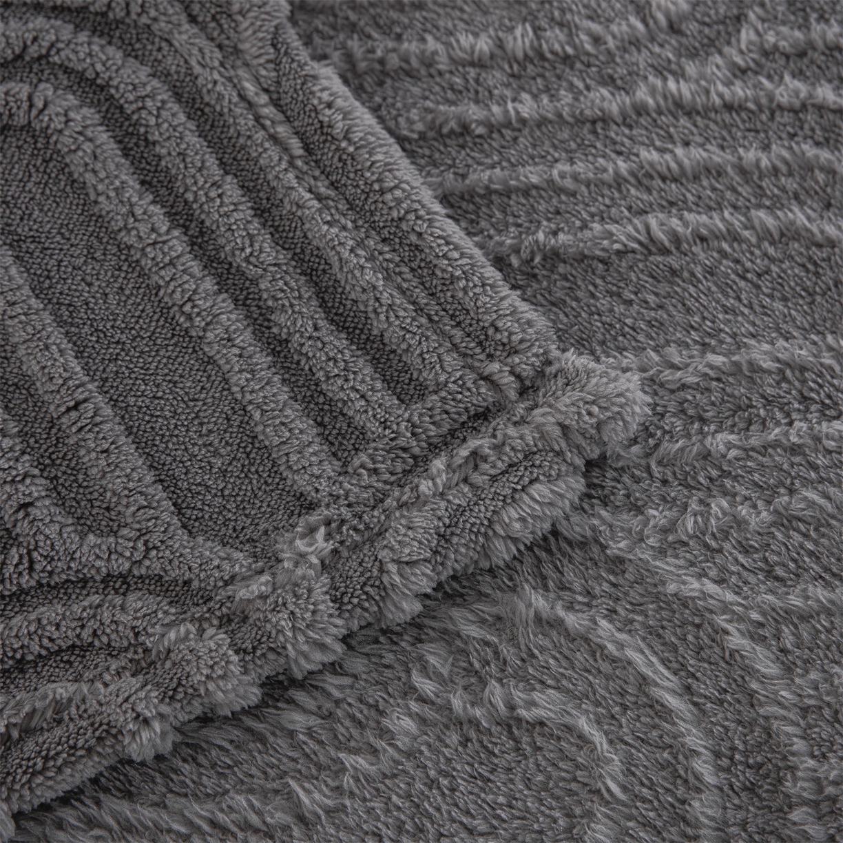 91家纺网 家纺一手货源 找家纺 一左一右 2025秋冬新款280克高克重单层双面提花塔芙绒毛毯舒棉绒毯多功能毯子外贸跨境电商-小拱门 灰色