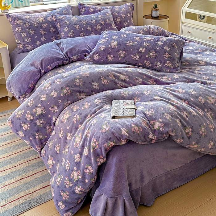 91家纺网 家纺一手货源 找家纺 梦莱斯 2025新款加厚保暖双面牛奶绒四件套 豆蔻