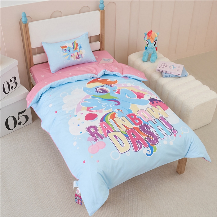 91家纺网 家纺一手货源 找家纺 （总）百利卡通（原迪士尼家纺） 2025新款正版授权小马宝莉全棉数码印花幼儿园童被套装