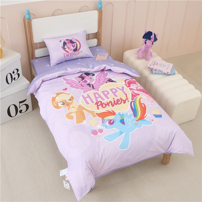 百利卡通（原迪士尼家纺） 2025新款正版授权小马宝莉全棉数码印花幼儿园童被套装 快乐派对T