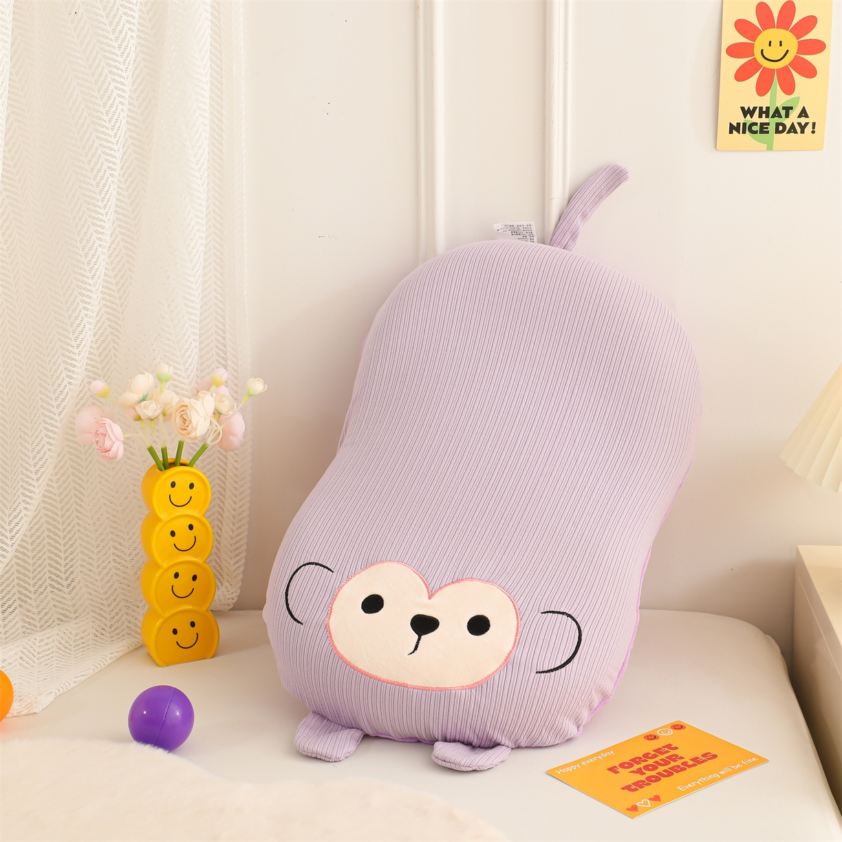 芯洲 2025新款德绒月亮枕可爱动物小猴子款记忆枕卡通枕头枕芯 顽皮猴-紫