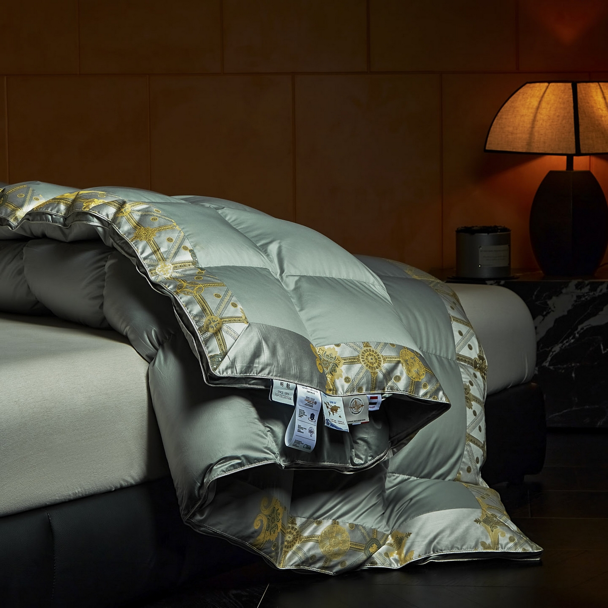 91家纺网 家纺一手货源 找家纺 暖羽屋羽绒馆 2025新款95白鹅绒被芯 莱赛尔被芯 双人婚庆冬被 鹅绒被 羽绒被子 罗玛 蓝