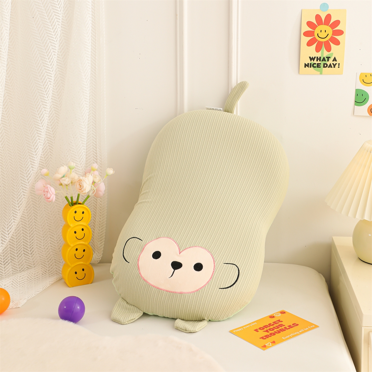 芯洲 2025新款德绒月亮枕可爱动物小猴子款记忆枕卡通枕头枕芯 顽皮猴-绿