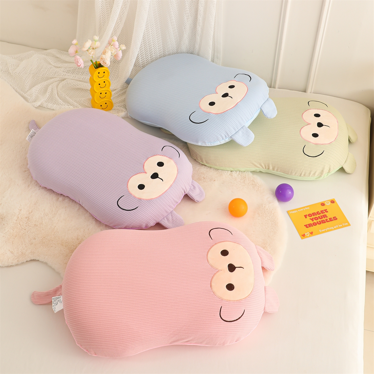 91家纺网 家纺一手货源 找家纺 芯洲 2025新款德绒月亮枕可爱动物小猴子款记忆枕卡通枕头枕芯 组合图