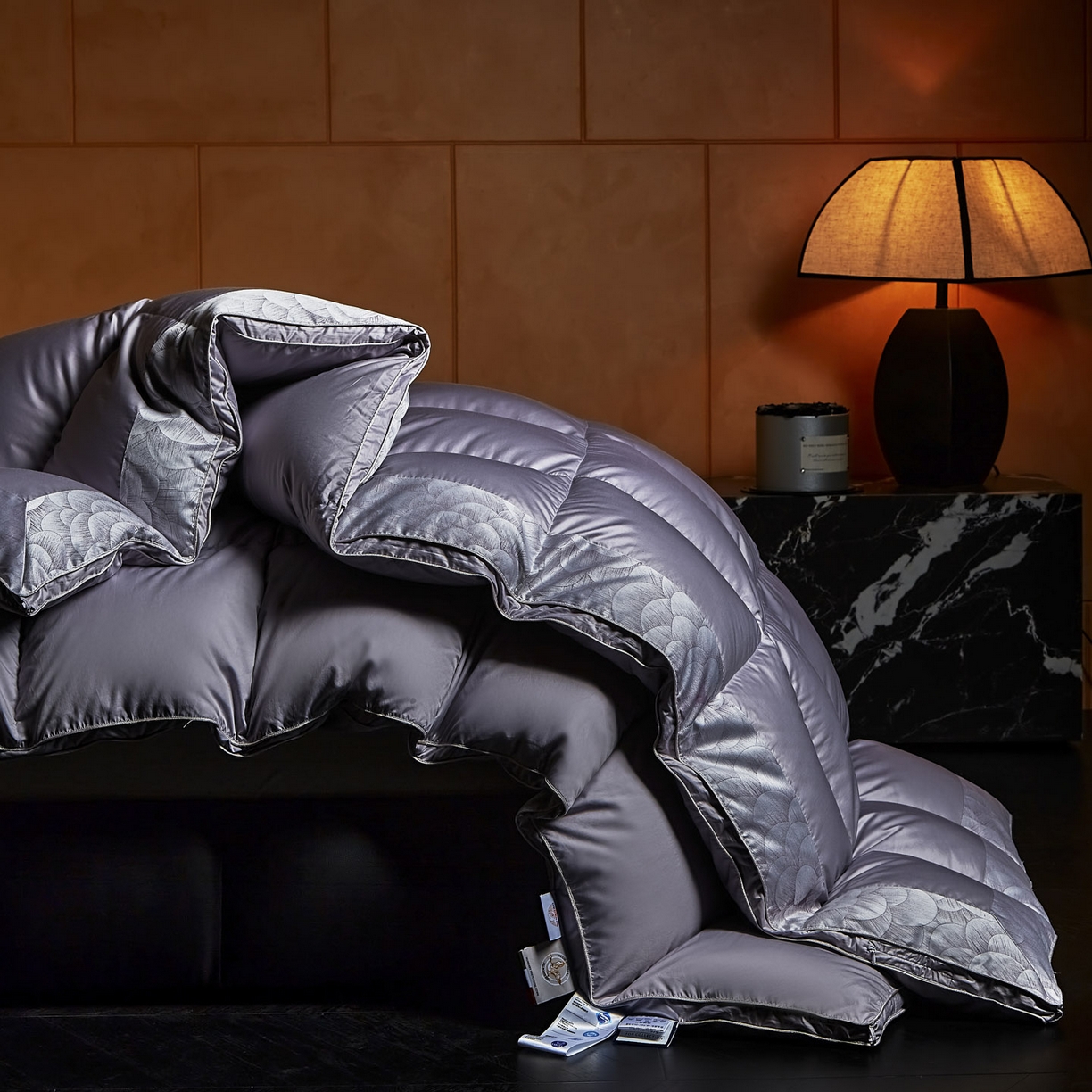 91家纺网 家纺一手货源 找家纺 暖羽屋羽绒馆 2025新款95白鹅绒被芯 莱赛尔被芯 双人婚庆冬被 鹅绒被 羽绒被子 罗玛 紫