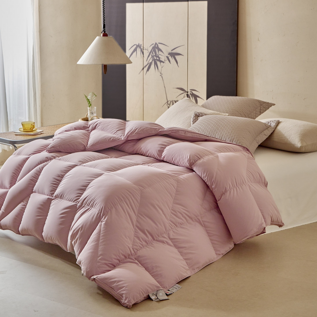 91家纺网 家纺一手货源 找家纺 暖羽屋羽绒馆 2025新款95白鸭绒人体工学被子 羽绒被芯 鸭绒被子 双人加厚冬被 粉