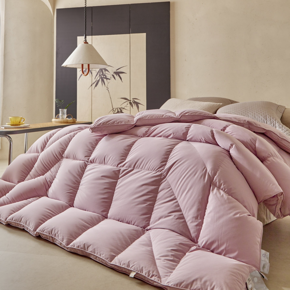 91家纺网 家纺一手货源 找家纺 暖羽屋羽绒馆 2025新款95白鸭绒人体工学被子 羽绒被芯 鸭绒被子 双人加厚冬被 粉