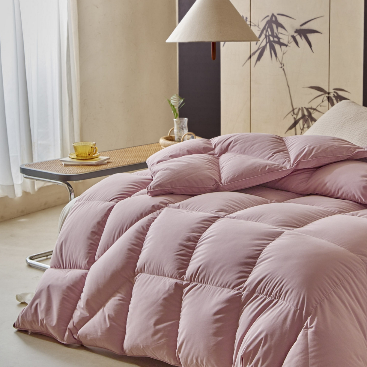 91家纺网 家纺一手货源 找家纺 暖羽屋羽绒馆 2025新款95白鸭绒人体工学被子 羽绒被芯 鸭绒被子 双人加厚冬被 粉