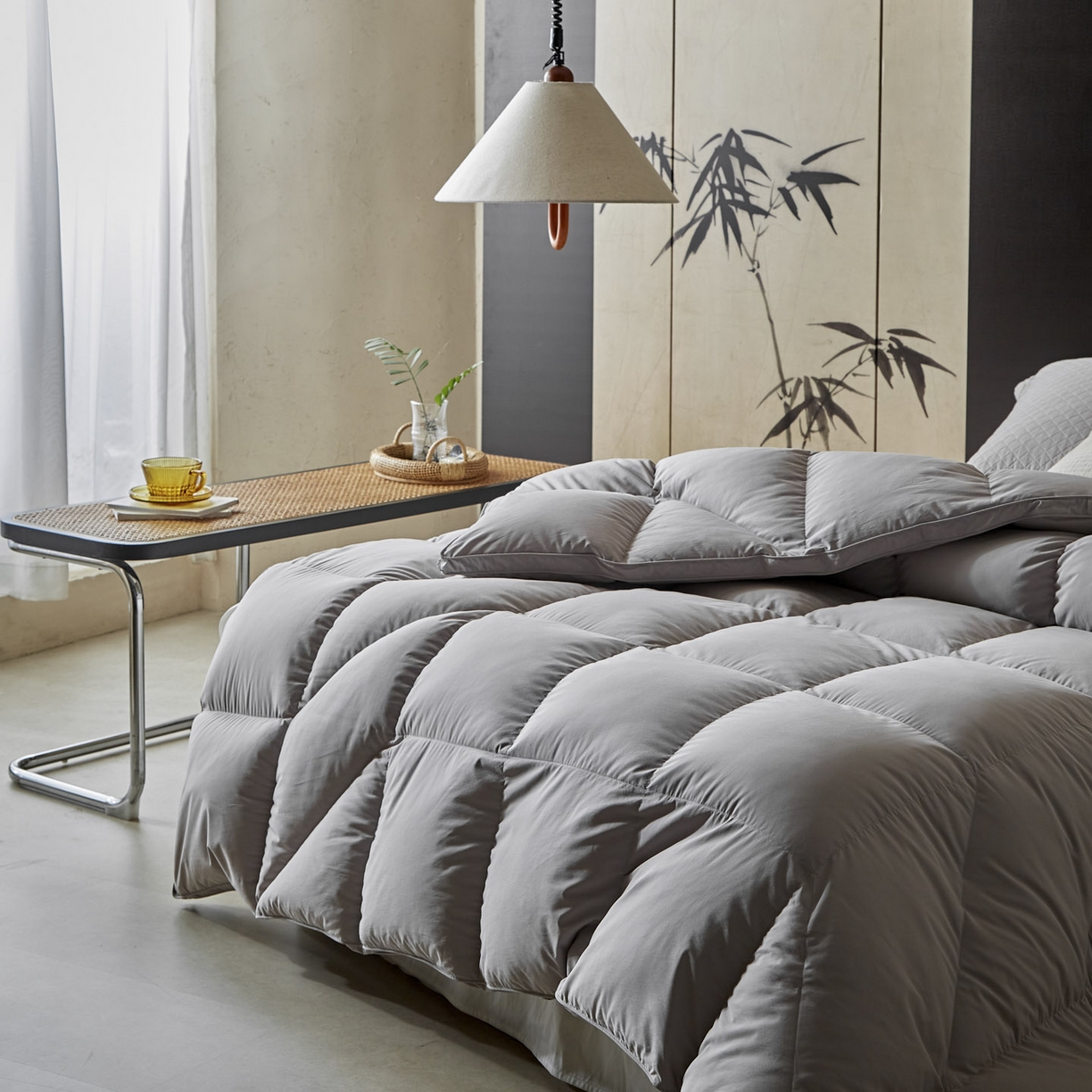 91家纺网 家纺一手货源 找家纺 暖羽屋羽绒馆 2025新款95白鸭绒人体工学被子 羽绒被芯 鸭绒被子 双人加厚冬被 灰