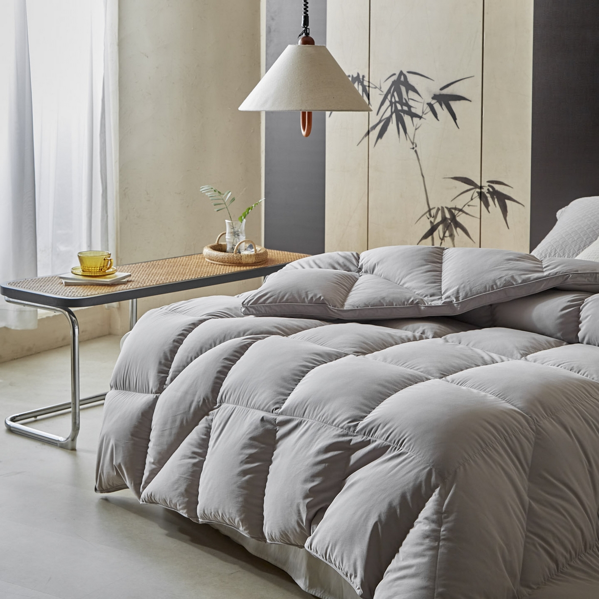 91家纺网 家纺一手货源 找家纺 暖羽屋羽绒馆 2025新款95白鸭绒人体工学被子 羽绒被芯 鸭绒被子 双人加厚冬被 灰