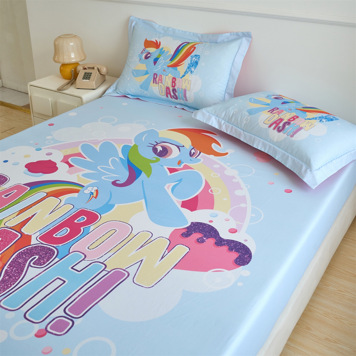 91家纺网 家纺一手货源 找家纺 （总）百利卡通（原迪士尼家纺） 2025新款全棉印花床笠枕套-小马宝莉