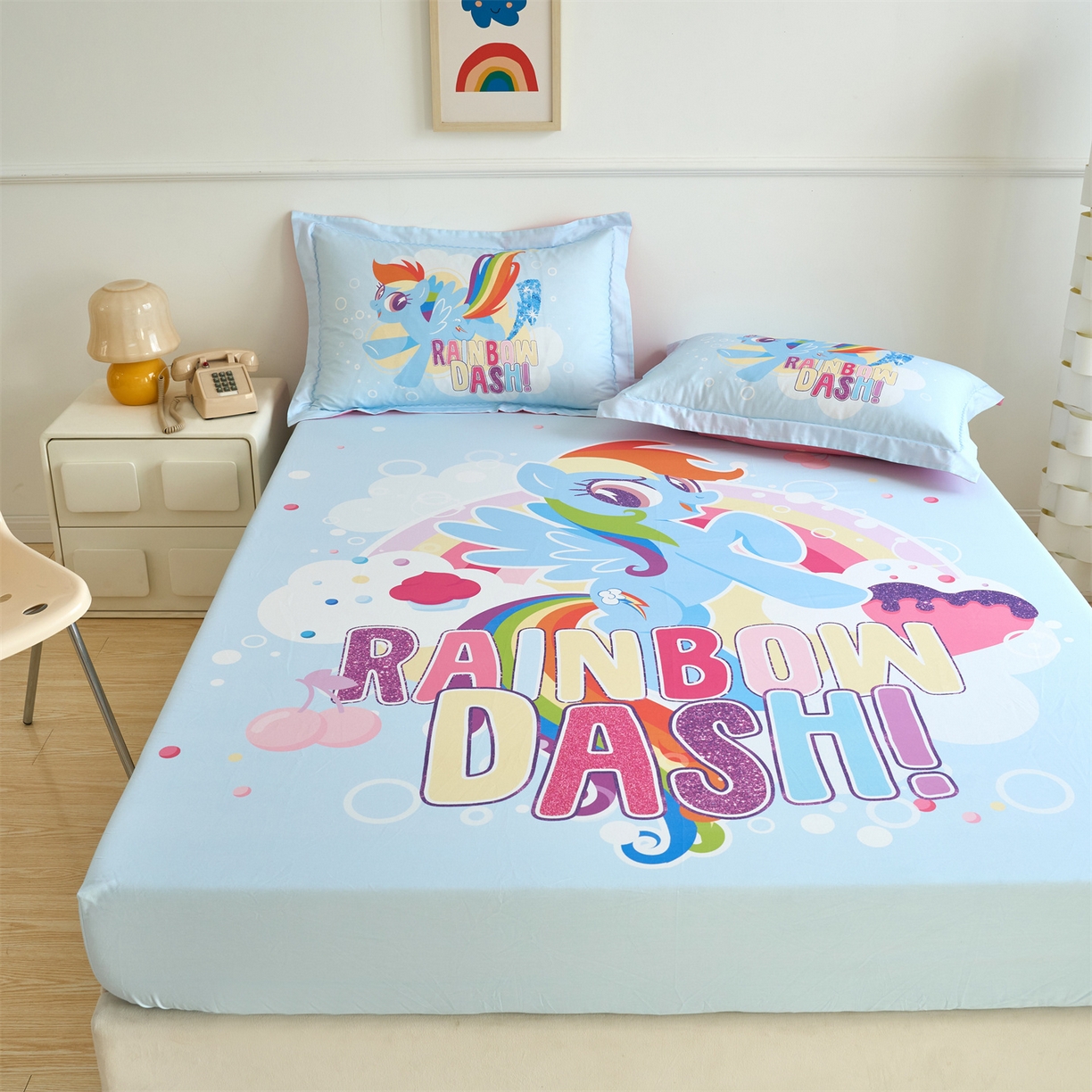 91家纺网 家纺一手货源 找家纺 （总）百利卡通（原迪士尼家纺） 2025新款全棉印花床笠枕套-小马宝莉