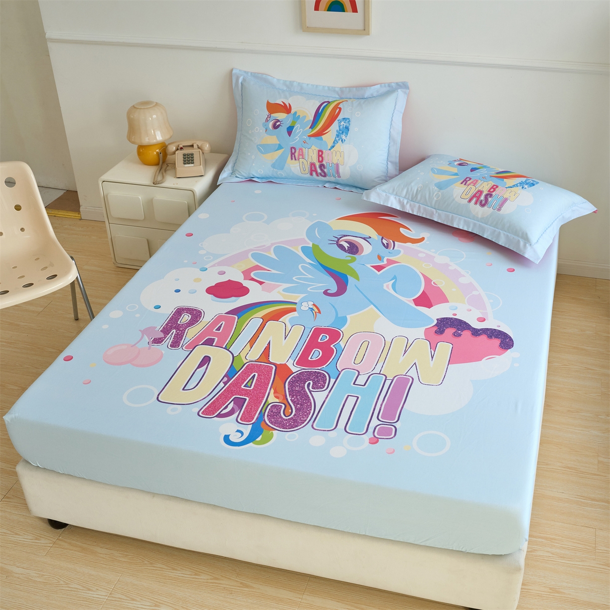 91家纺网 家纺一手货源 找家纺 （总）百利卡通（原迪士尼家纺） 2025新款全棉印花床笠枕套-小马宝莉