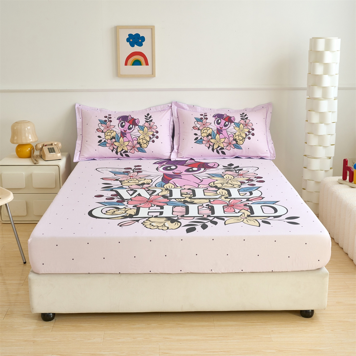 91家纺网 家纺一手货源 找家纺 （总）百利卡通（原迪士尼家纺） 2025新款全棉印花床笠枕套-小马宝莉