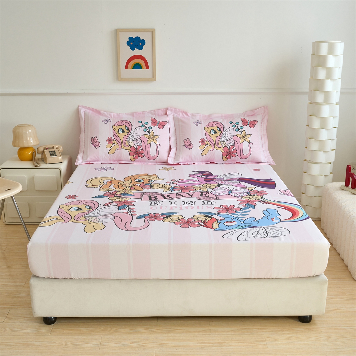 91家纺网 家纺一手货源 找家纺 （总）百利卡通（原迪士尼家纺） 2025新款全棉印花床笠枕套-小马宝莉