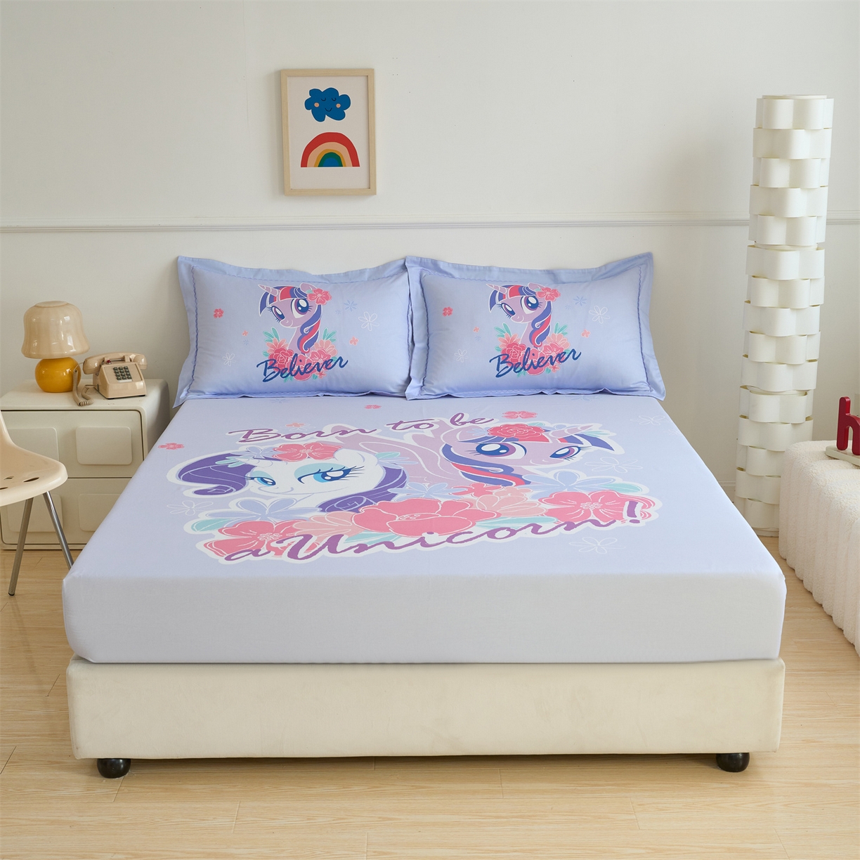 91家纺网 家纺一手货源 找家纺 （总）百利卡通（原迪士尼家纺） 2025新款全棉印花床笠枕套-小马宝莉