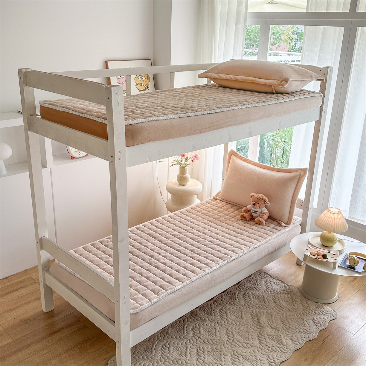 91家纺网 家纺一手货源 找家纺 凌云家纺 2025新款230克全消光牛奶绒夹棉床笠学生宿舍单件 奶咖-加厚绒