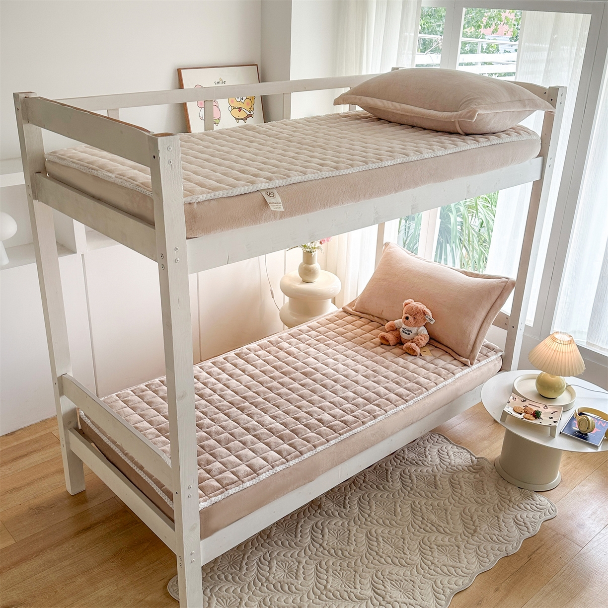 91家纺网 家纺一手货源 找家纺 凌云家纺 2025新款230克全消光牛奶绒夹棉床笠学生宿舍单件 浅驼-加厚绒