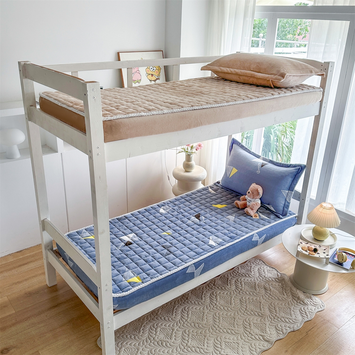 91家纺网 家纺一手货源 找家纺 凌云家纺 2025新款230克全消光牛奶绒夹棉床笠学生宿舍单件 三角-加厚绒