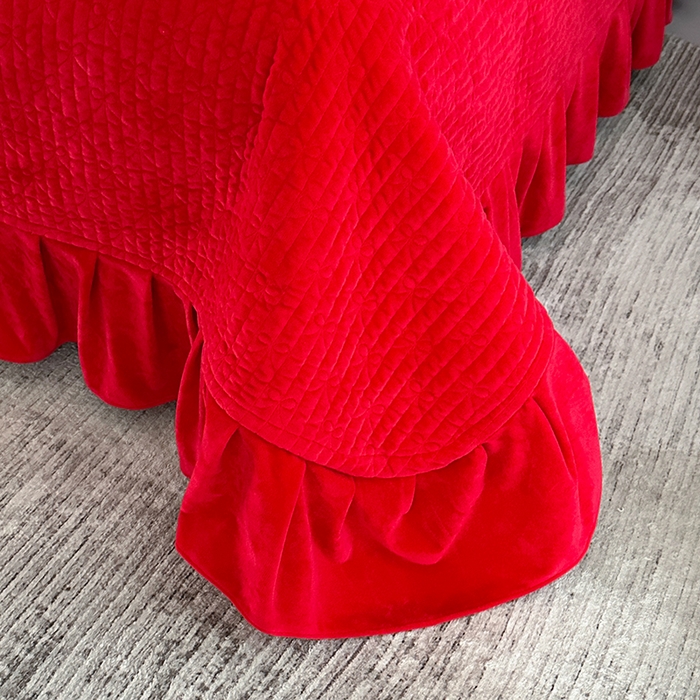 91家纺网 家纺一手货源 找家纺 代芙家纺 2025新款宝宝绒单件床盖 火山红