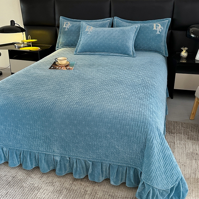 代芙家纺 2025新款宝宝绒单件床盖 甜心-海蓝