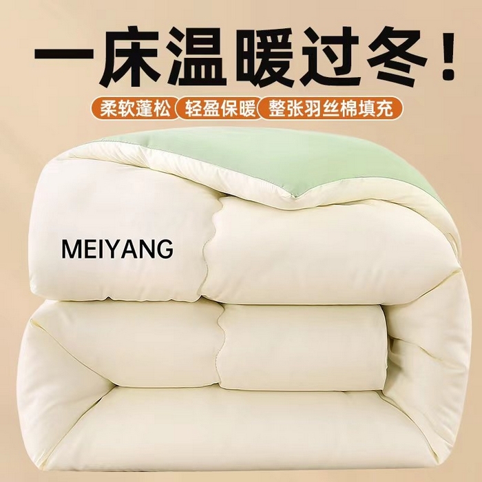 91家纺网 家纺一手货源 找家纺 （总）简冠家纺 2025新款磨毛羽丝绒被被子被芯冬被春秋被,白+绿,白+玉,白+紫,灰+紫