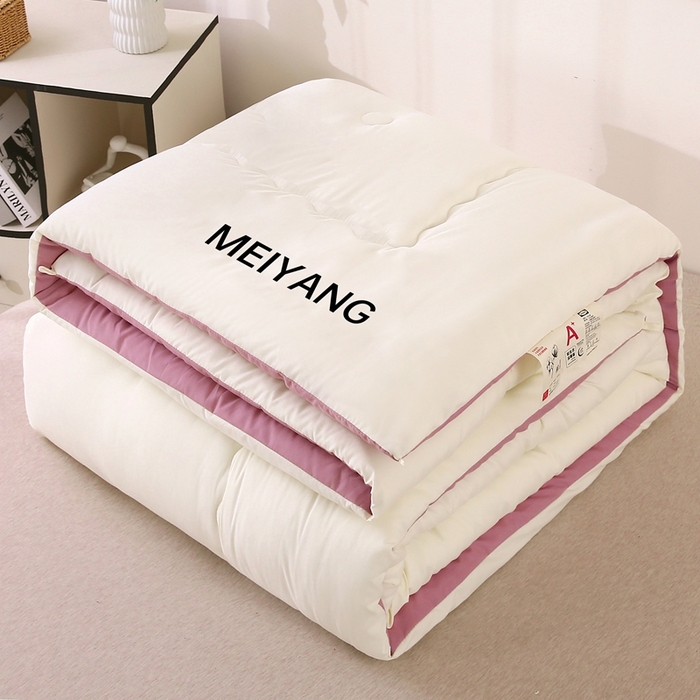 91家纺网 家纺一手货源 找家纺 简冠家纺 2025新款磨毛羽丝绒被被子被芯冬被春秋被 白+紫