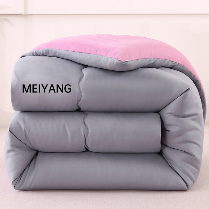 简冠家纺 2025新款磨毛羽丝绒被被子被芯冬被春秋被 灰+紫