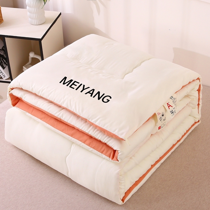 91家纺网 家纺一手货源 找家纺 简冠家纺 2025新款磨毛羽丝绒被被子被芯冬被春秋被 白+玉