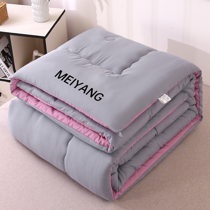 91家纺网 家纺一手货源 找家纺 简冠家纺 2025新款磨毛羽丝绒被被子被芯冬被春秋被 灰+紫