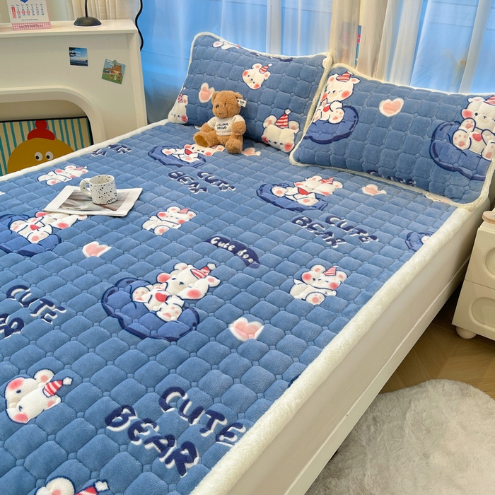 91家纺网 家纺一手货源 找家纺 （总）梵朴 2025新款牛奶绒夹棉床垫床褥加厚珊瑚绒床护垫-印花系列（大床图）