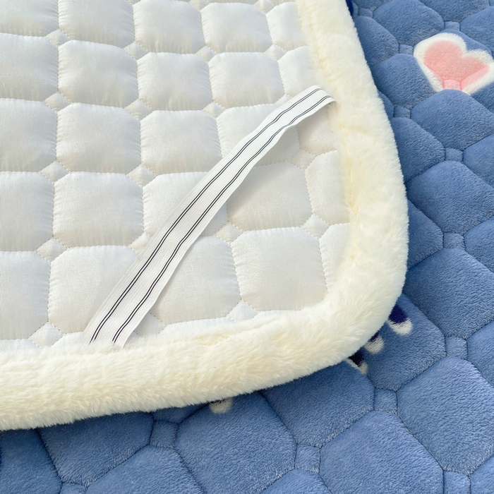 91家纺网 家纺一手货源 找家纺 梵朴 2025新款牛奶绒夹棉床垫床褥加厚珊瑚绒床护垫-印花系列（大床图） 元气小熊