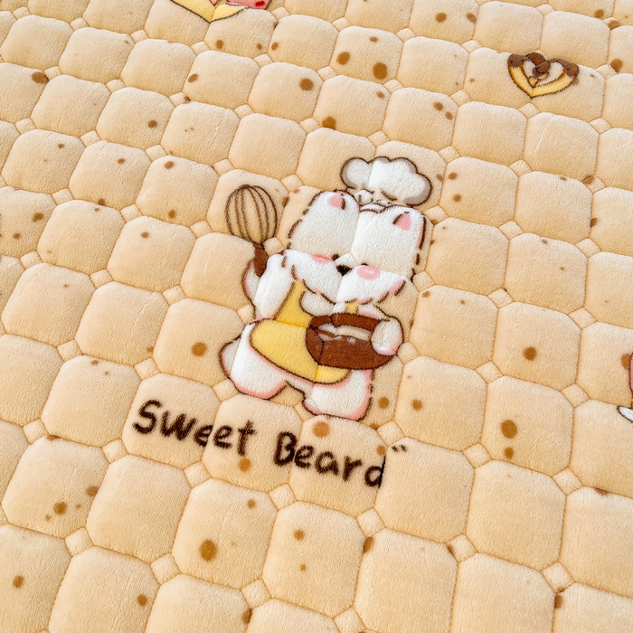 91家纺网 家纺一手货源 找家纺 梵朴 2025新款牛奶绒夹棉床垫床褥加厚珊瑚绒床护垫-印花系列（大床图） 厨师长狗狗