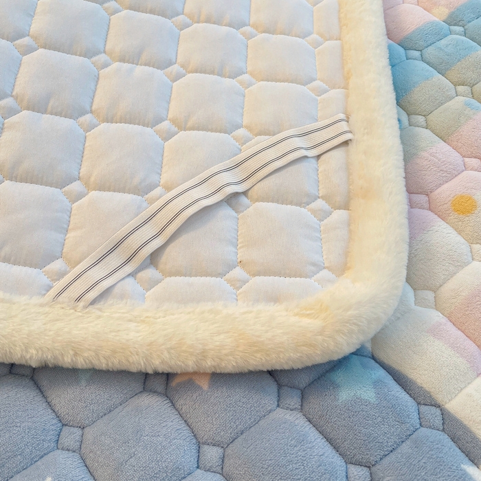 91家纺网 家纺一手货源 找家纺 梵朴 2025新款牛奶绒夹棉床垫床褥加厚珊瑚绒床护垫-印花系列（大床图） 彩虹小象