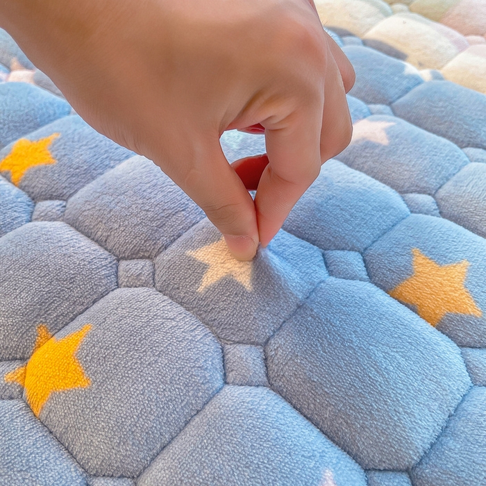 91家纺网 家纺一手货源 找家纺 梵朴 2025新款牛奶绒夹棉床垫床褥加厚珊瑚绒床护垫-印花系列（大床图） 彩虹小象