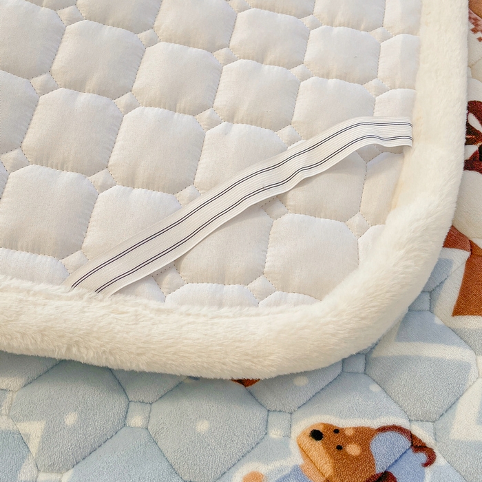 91家纺网 家纺一手货源 找家纺 梵朴 2025新款牛奶绒夹棉床垫床褥加厚珊瑚绒床护垫-印花系列（大床图） 费尔岛狗狗