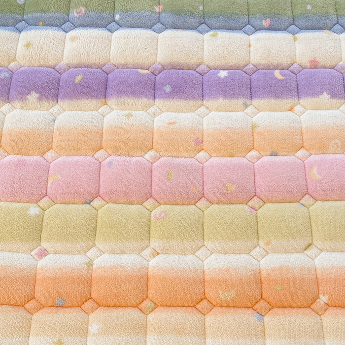 91家纺网 家纺一手货源 找家纺 梵朴 2025新款牛奶绒夹棉床垫床褥加厚珊瑚绒床护垫-印花系列（大床图） 缤纷彩虹