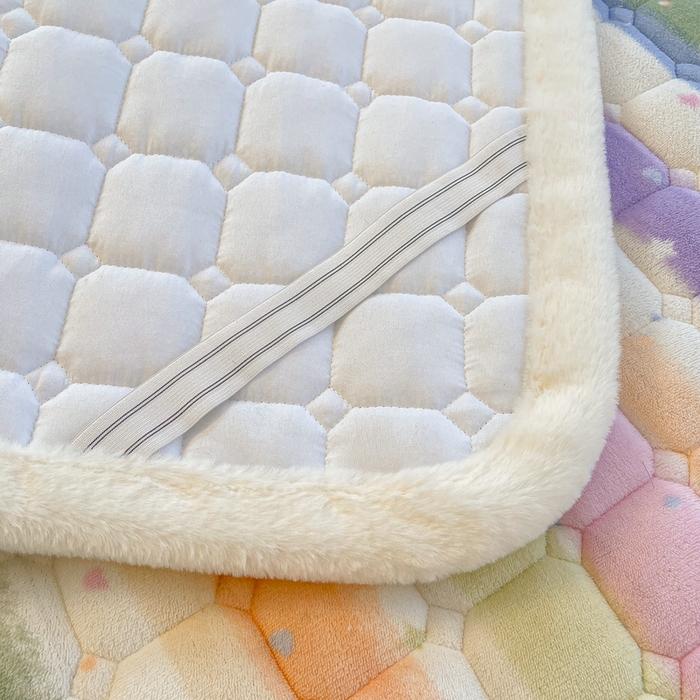 91家纺网 家纺一手货源 找家纺 梵朴 2025新款牛奶绒夹棉床垫床褥加厚珊瑚绒床护垫-印花系列（大床图） 缤纷彩虹