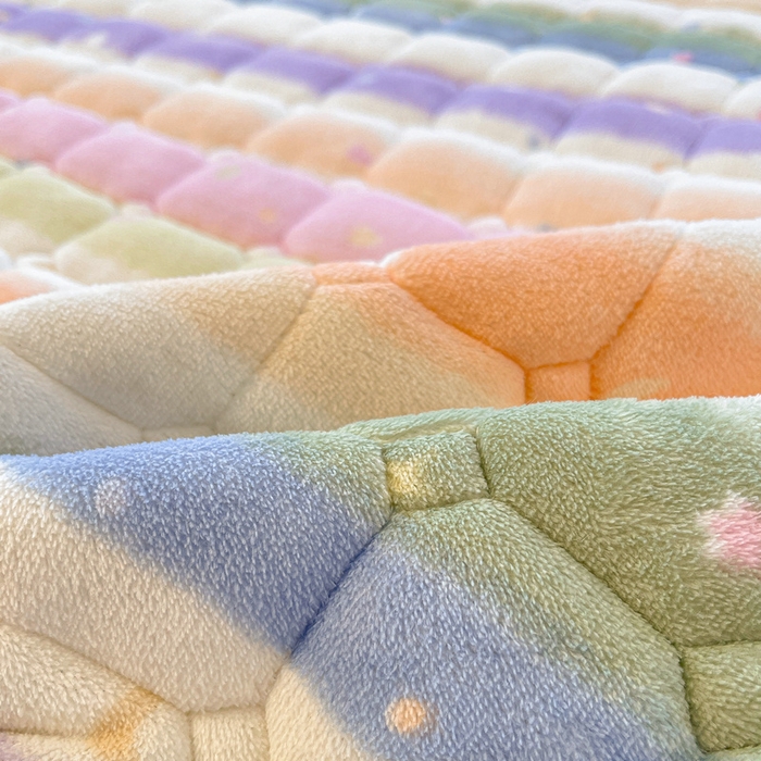 91家纺网 家纺一手货源 找家纺 梵朴 2025新款牛奶绒夹棉床垫床褥加厚珊瑚绒床护垫-印花系列（大床图） 缤纷彩虹