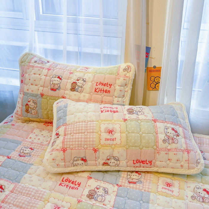 91家纺网 家纺一手货源 找家纺 梵朴 2025新款牛奶绒夹棉床垫床褥加厚珊瑚绒床护垫-印花系列（大床图） 花园凯蒂