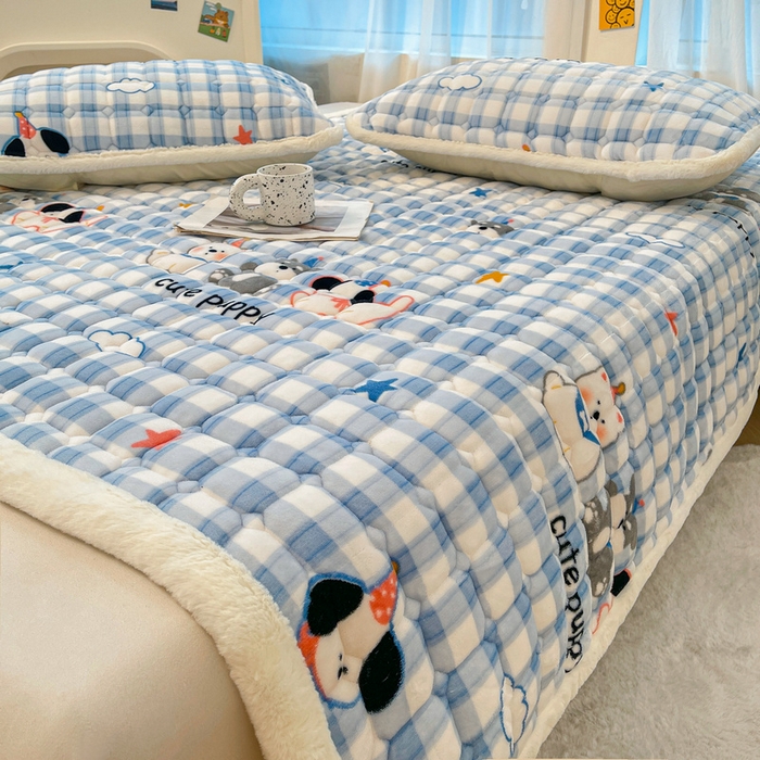 91家纺网 家纺一手货源 找家纺 梵朴 2025新款牛奶绒夹棉床垫床褥加厚珊瑚绒床护垫-印花系列（大床图） 汪汪小队