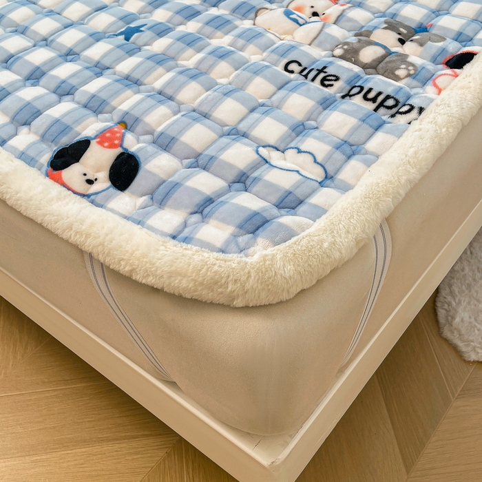 91家纺网 家纺一手货源 找家纺 梵朴 2025新款牛奶绒夹棉床垫床褥加厚珊瑚绒床护垫-印花系列（大床图） 汪汪小队