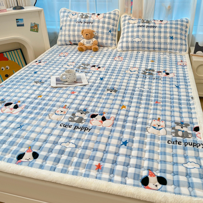 91家纺网 家纺一手货源 找家纺 梵朴 2025新款牛奶绒夹棉床垫床褥加厚珊瑚绒床护垫-印花系列（大床图） 汪汪小队