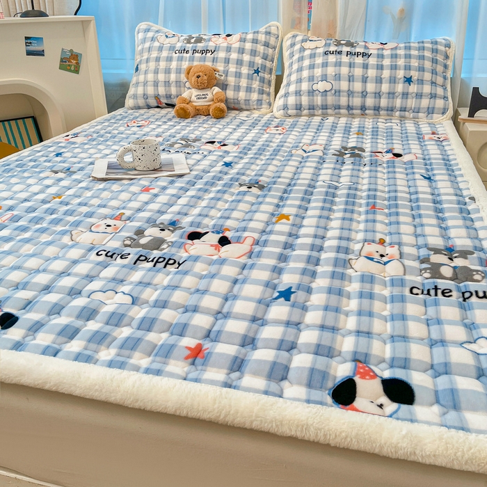 91家纺网 家纺一手货源 找家纺 梵朴 2025新款牛奶绒夹棉床垫床褥加厚珊瑚绒床护垫-印花系列（大床图） 汪汪小队